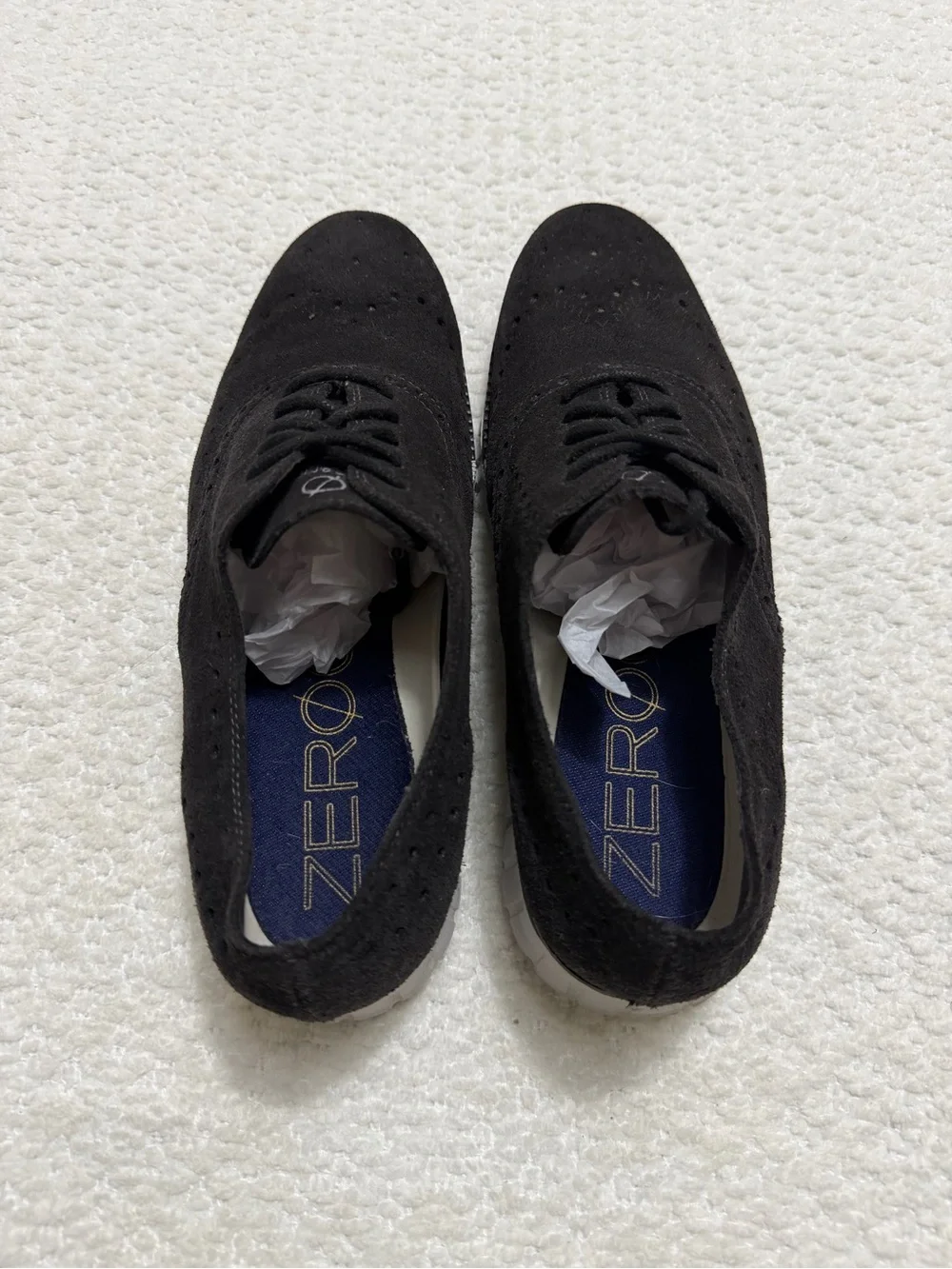 Cole Haan ZERØGRAND Wingtip Oxford Midnight Grey Suede Men’s Size 9.5